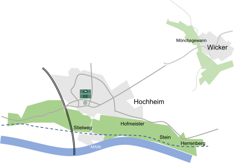 Lage Hochheim und Wicker